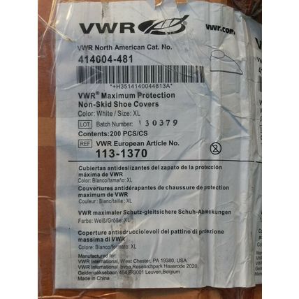 40 Pack White XL,VWR Maximum Protection Non-Skid Shoe Covers, 414004-481