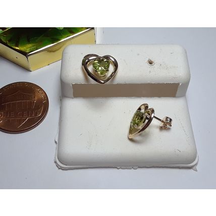 Heart .75ctw Cut Peridot lightWeight 10Kt Yellow Gold JCM Earrings#15109