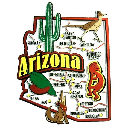 Arizona Jumbo State Map Fridge Magnet