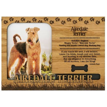 Airedale Terrier Engraved Wood Picture Frame Magnet