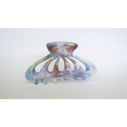 Lavender purple blue tan creme colorful marbled hair claw clip