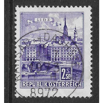 AUSTRIA 1957 BUILDINGS 2s.50 VIOLET DANUBE BRDGE SG 1312 FINE USED#