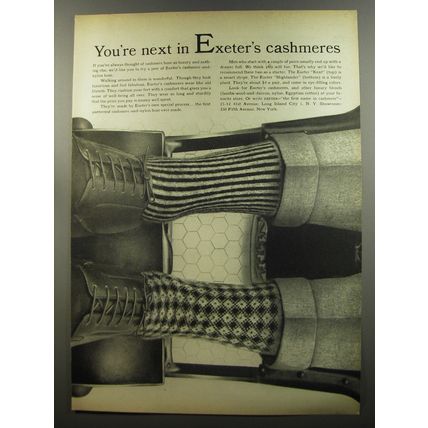 1953 Exeter Socks Ad - You're next in Exeter's cashmeres