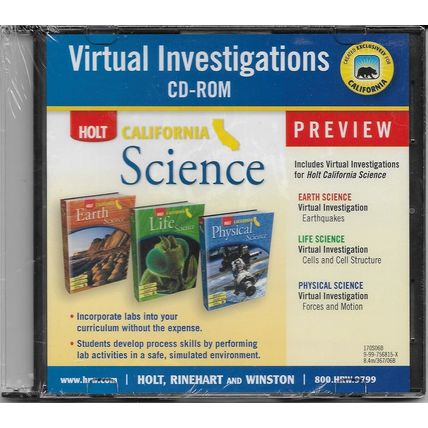 Holt California Science Virtual Investigations CD-ROM Sealed Earth Life Physical