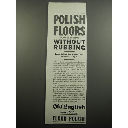 1933 Old English No-rubbing Floor Polish Ad - Polish Floors wood or linoleum