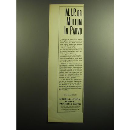 1958 Merrill Lynch Ad - M.I.P. or Multum in Parvo