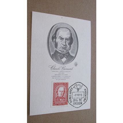 1959 Argentina FDC Cover - Claude Bernard - French Scientist