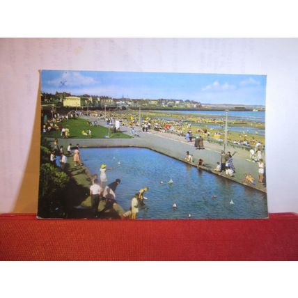 BOATING LAKE & S. SANDS, BRIDLINGTON, YORKSHIRE used vintage postcard 1968 pm =