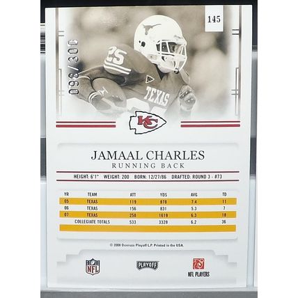 2008 Playoff Prestige JAMAAL CHARLES (Chiefs) Xtra Points RC #145 98/300