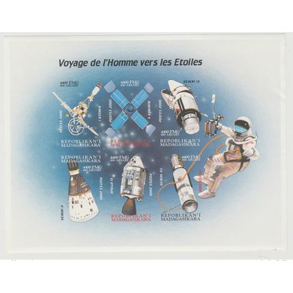 Madagascar 2000 Mi. 2485 - 2490 Voyage de l'Homme vers les Etoiles IMPERF ND