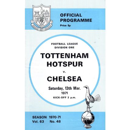 1970/71 Tottenham Hotspur / Spurs vs Chelsea **FREE P&P**