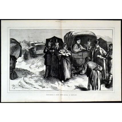 SIGHT-SEEING A STUDY FROM NATURE AT MORTLAKE 1872 Frank Holl VICTORIAN ENGRAVING