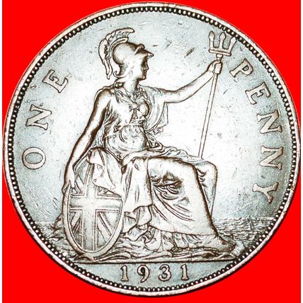 Ⰶ MISTRESS OF SEAS:GREAT BRITAIN★PENNY 1931 GEORGE V (1911-★LOW START★NO RESERVE