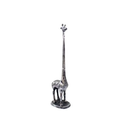 Rustic Silver Cast Iron Giraffe Paper Towel Holder 19"