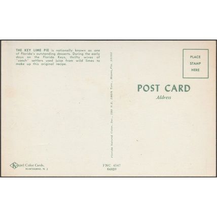 Key Lime Pie, c.1950s - Florida Natural Color Inc Postcard