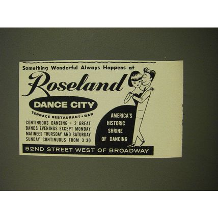 1961 Roseland Dance City Ad - Something wonderful always happens at Roseland
