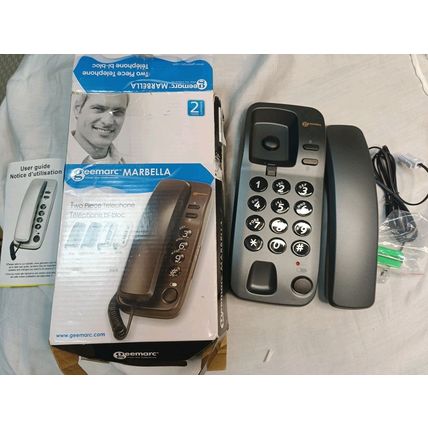 Geemarc Marbella - Gondola Style Corded Telephone with Large Buttons Steel Grey