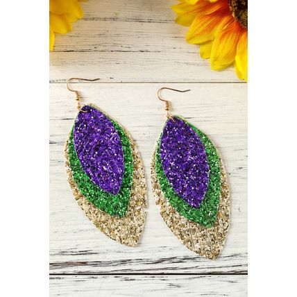 Purple Mardi Gras Sequin Layered Earrings