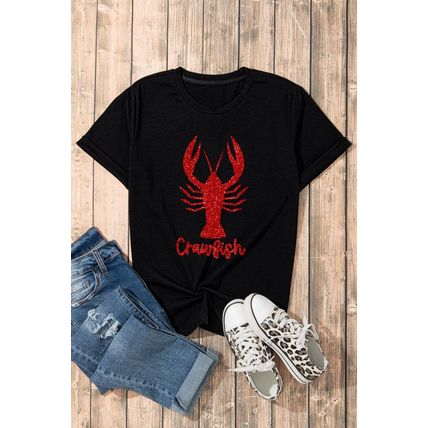 Black Shimmering Crawfish Graphic Tee