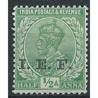 Indian Expeditionary Force (IEF) 1914 E2 1/2a Light Green Mounted Mint . ..