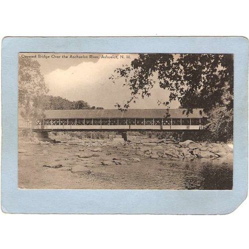 NH Ashuelot Covered Bridge Postcard Bridge Over Ashuelot River World Guide~279