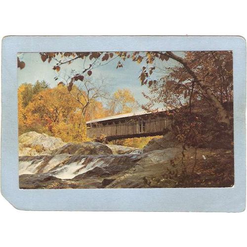 NH Bath Covered Bridge Postcard Swiftwater Bridge Over Wild Ammonoosuc Riv~280