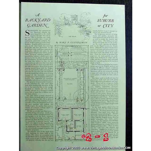 BACKYARD GARDEN SUBURB OR CITY 1922 country home vintage article