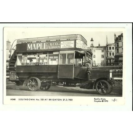 Sussex BRIGHTON Southdown Bus No.133 Postcard (Pamlin M548)