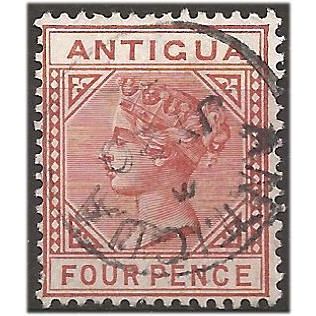 Antigua 1884 SG28 4d Chestnut Perf 14 Wmk Crown CA Fine Used . .. .