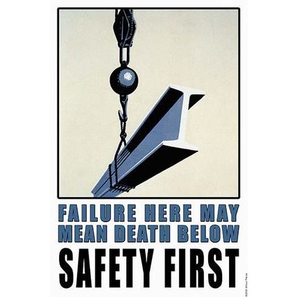 Failure Here may mean Death Below - Safety First 12 x 18 Poster