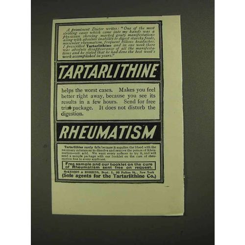 1906 Tartarlithine Rheumatism Ad