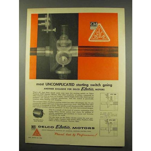1956 Delco Electric Motor Ad - Uncomplicated Starting