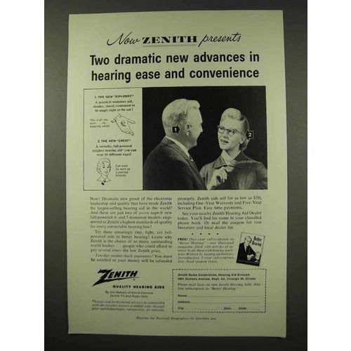 1956 Zenith Hearing Aid Ad - Dramatic New Advances