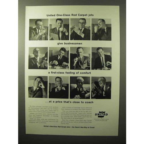 1964 United Airlines Ad - One-Class Red Carpet Jets