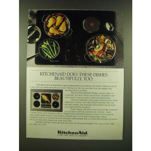 1990 KitchenAid Cooktops Ad - Kitchenaid does these dishes beautifully, too