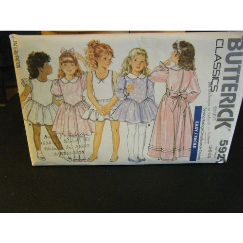 Butterick 5921 Girl's Dress & Slip Pattern - Size 5 & 6