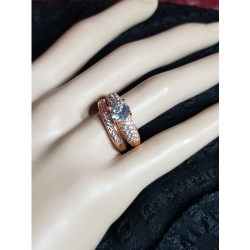 Genvieve Wedding Band 18K Rose Gold AAA CZ Size 7.75