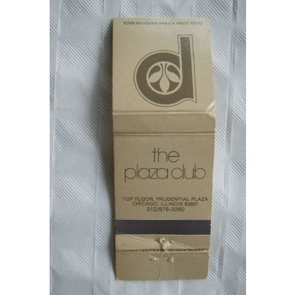 Matchbook Cover The Plaza Club, Prudential Plaza, Illinois