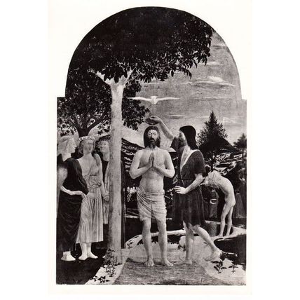 Francesca The Baptism Of Christ Real Photo Rare Art Gallery Painting Postcard