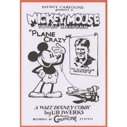 Mickey Mouse Plane Crazy Cartoon 1929 Walt Disney Poster Postcard