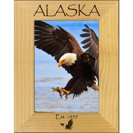 Alaska Est. 1959 Laser Engraved Wood Picture Frame Portrait (4 x 6)