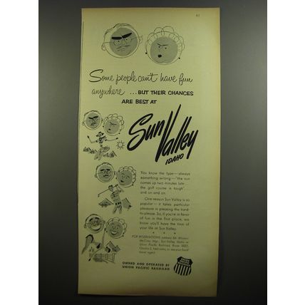 1954 Union Pacific Railroad Sun Valley Idaho Ad - Some people can't have fun