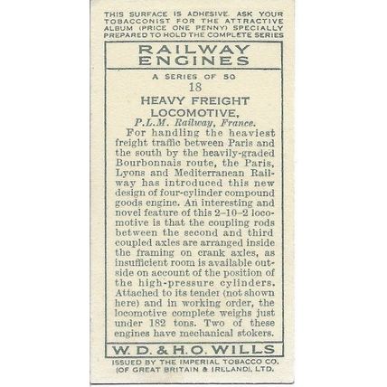 Railway Engines 1936 Wills Cigarette Card 18 - Heavy Freight Locomotive