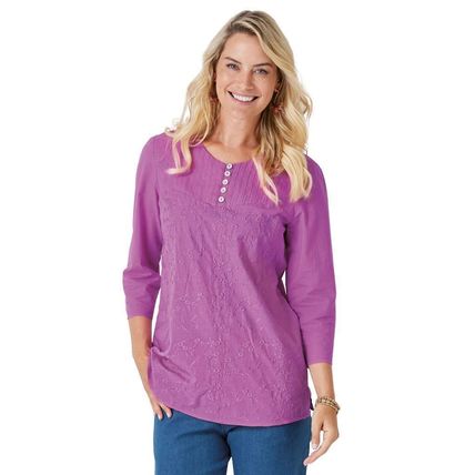 NEW Orchid Sz Medium 10 / 12 Casual or Dress Embroidered Cotton Tunic Shirt