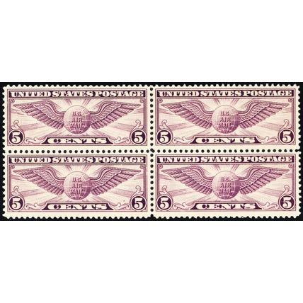 C12, MNH 5¢ VF Block of Four Stamps CV $70 - Stuart Katz