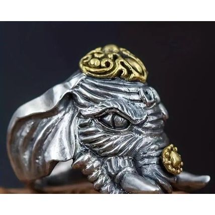 Retro Men's Chunk Elephant Ring Adjustable Ring Gift For Him Gothic Wrap Ring