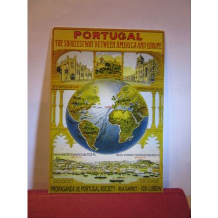 WORLD MAP , LISBOA, PORTUGAL.. used postcard Lisbon.. =