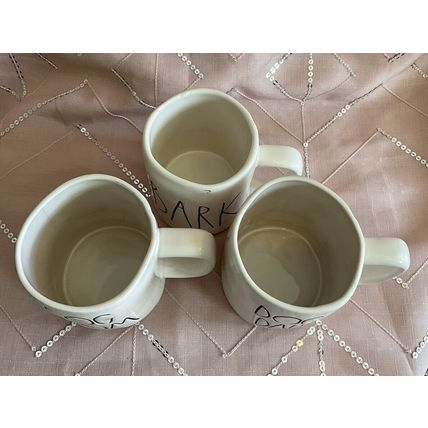 A Very Sweet Rae Dunn Dog Mom Dad Bark Coffee Mug Cup Lot Of 3