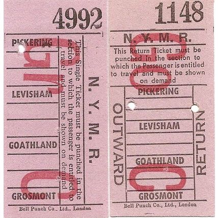 North Yorkshire Moors Railway Bell Punch Tickets - Child Fare types