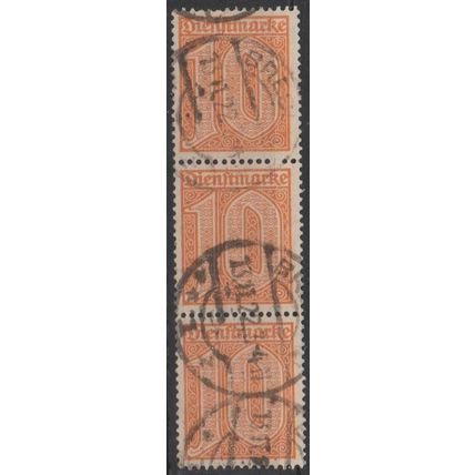 Mi: D65 used 1922 in strip of 3 with Certificate Cat € 1800